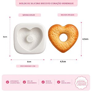 Molde de Silicone Biscoito Coração Merengue