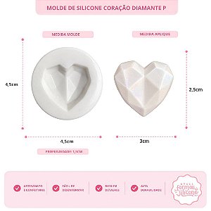 Molde de Silicone Coração Diamante P