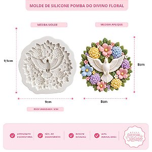 Molde de Silicone Pomba do Divino Floral