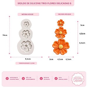 Molde de Silicone Trio Flores Delicadas G