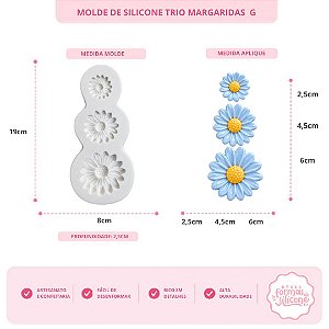 Molde de Silicone Trio Margaridas G