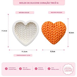 Molde de Silicone Coração Tricô G
