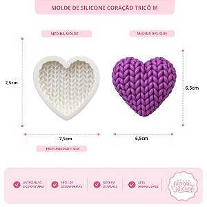 Molde de Silicone Coração Tricô M