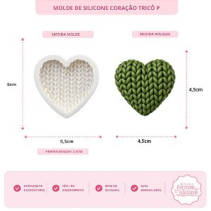 Molde de Silicone Coração Tricô P