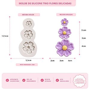 Molde de Silicone Trio Flores Delicadas