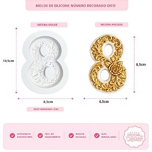 Molde de Silicone Número Decorado Oito