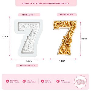 Molde de Silicone Número Decorado Sete