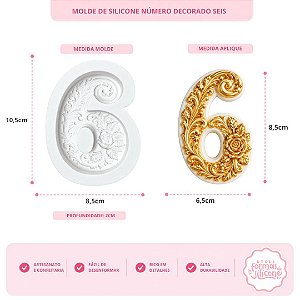 Molde de Silicone Número Decorado Seis