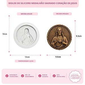Molde de Silicone Medalhão Sagrado Coração de Jesus