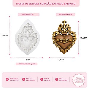 Molde de Silicone Coração Sagrado Barroco