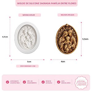 Molde De Silicone Sagrada Familia Medalha Entre Flores