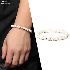 Pulseira Pedra Natural - Howlita Bege