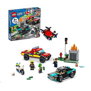 Lego City - Resgate dos Bombeiros e Perseguição de Polícia - 295 Peças - 60319 - Lego✔