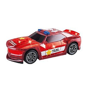 Carro a Pilha Polícia Luminosa - Vermelho - DMT6178 - Dm Toys