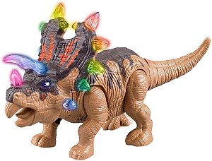 Dinossauro com som e luz - Marrom - Dm Toys