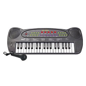 Teclado Musical com microfone - Preto- DMT5386 -  DMTOYS