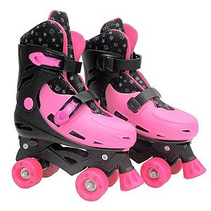 Patins Roller Ajustável – Pink Glitter - 33-36) - DMR5852 -DMTOYS