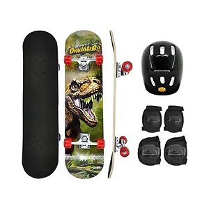 Skate com Acessórios de Segurança - Dinossauro -DMR6052 - DMTOYS