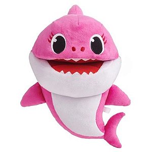 Baby Shark - Fantoche de Pelúcia  Rosa com Música- 2354 - Sunny