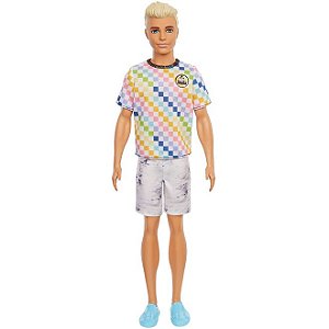 Barbie Fashionista Ken Camiseta Xadrez - GRB90 - Mattel