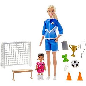 Barbie Profissões - Treinadora De Futebol  Loira  GLM53 -  Mattel