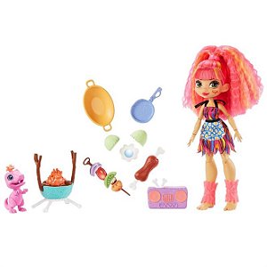 Boneca Articulada - 15 Cm - Cave Club - Emberly com Dino BBQ - GNL94 - Mattel