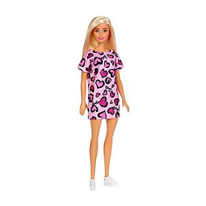 Boneca Barbie Fashion Loira Com Vestido Rosa - T7439 - Mattel