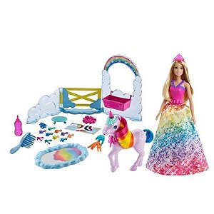 Boneca Barbie Unicórnio Arco Íris Colorido 28Cm - GTG01 - Mattel