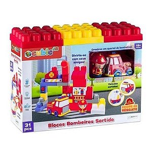 Blocos De Montar Cubic Jr - Bombeiro  31 Peças - BR1393 - Multikids