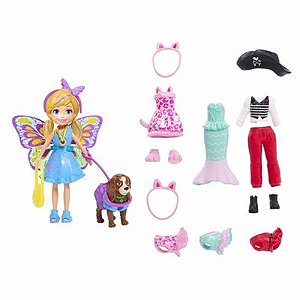 Boneca Polly Cachorrinho Pocket Pack Closet Giratório Mattel