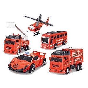 Caminhão Bombeiro 4 em 1 City Machine Vermelho – Multikids