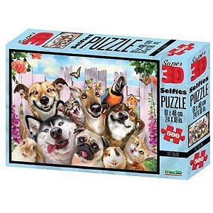 Quebra Cabeça Super 3D Modelo Pet Selfie com 500 Peças - BR1052 - Multikids