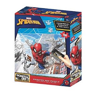 Quebra-Cabeça -  Scratch-Off Homem Aranha -  Zipper Box 150 Peças - BR1317  - Multikids