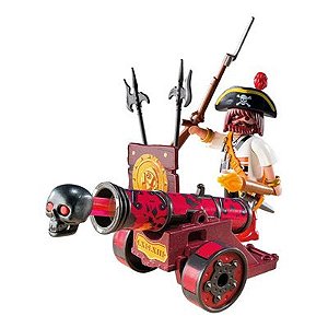 Playmobil Pirates - Pirata Com Canhão - Vermelho -  6163 - Sunny