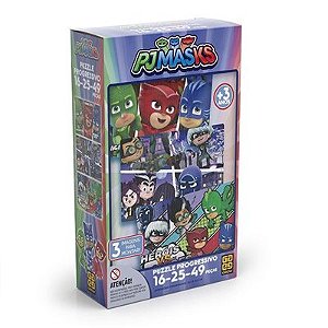 Quebra - Cabeça Progressivo - PJ Masks - 16, 25, 49 Peças - 3728 - Grow