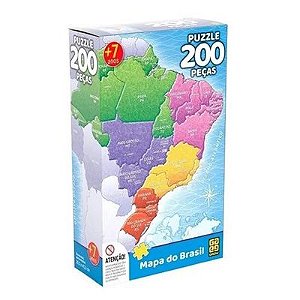 Quebra Cabeça 200 Peças Mapa do Brasil - 3936 - Grow