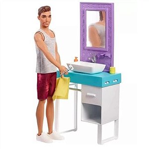 Boneco Ken Móveis de Banheiro  - Barbie - FYK51 - Mattel