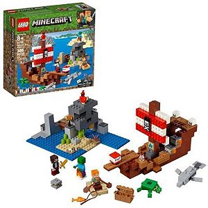 Lego Minecraft - 386 Peças - Aventura no Barco Pirata - 21152 ✔