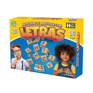 Jogo - Brincando de Aprender Com Letras de Madeira - 36 Peças - Pais e Filhos