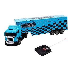 Caminhão - Carreta Controle Remoto - Azul - 20032 - Unik Toys - Real  Brinquedos