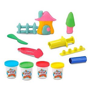 Massinha de Modelar Criações Com 4 Potes - 8075 - Divertoys