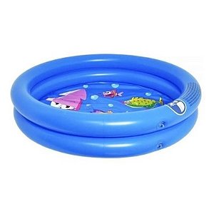 Piscina Inflável 2 Anéis - Fundo Estampado 28L Azul - WS50230 -  Wellmix