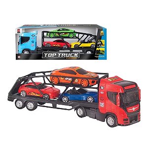 Caminhão Cegonha Transport com 2 carrinhos – DM Toys