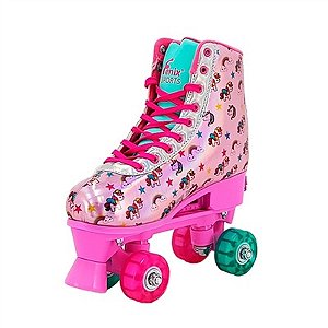 Patins Ajustável com Luz - 4 Rodas - Unicórnio - Rosa - 31 ao 34 - RL10 -  Fênix