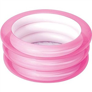 Piscina Inflável - Infantil 3 anéis Rosa 43 Litros 70X30 - 108000 - Belfix