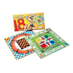 Kit com Jogos Clássico 5x1 Dominó Ludo Loto Damas Trilha Xalingo