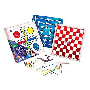 Kit 3 em 1 Damas Ludo e Trilha Jogos Classicos de Tabuleiro em