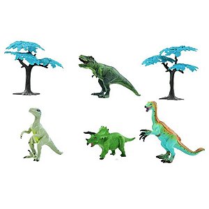 Kit De Dinossauros Com Cenario Dino World Master Beast Alive - Verde CANDIDE