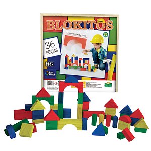 Blokitos Estojo - 36 peças - Madeira - 790673 - Pais e Filhos