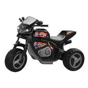 Moto Elétrica Max Turbo Preta Com Capacete 6V - 1430c - Magic Toys